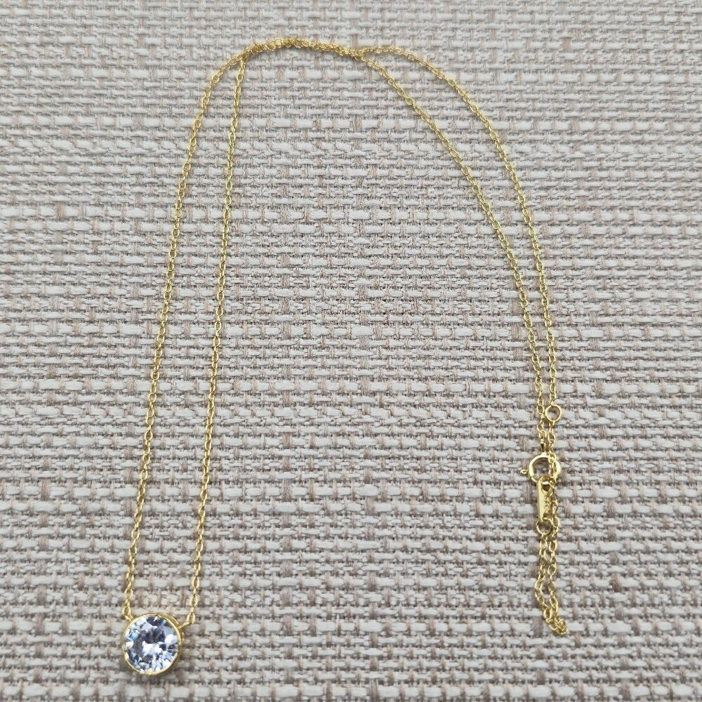 18 Inch Gold Over Sterling Silver Bright Cubic Zirconia Gem Necklace A6060 - Picture 1 of 8